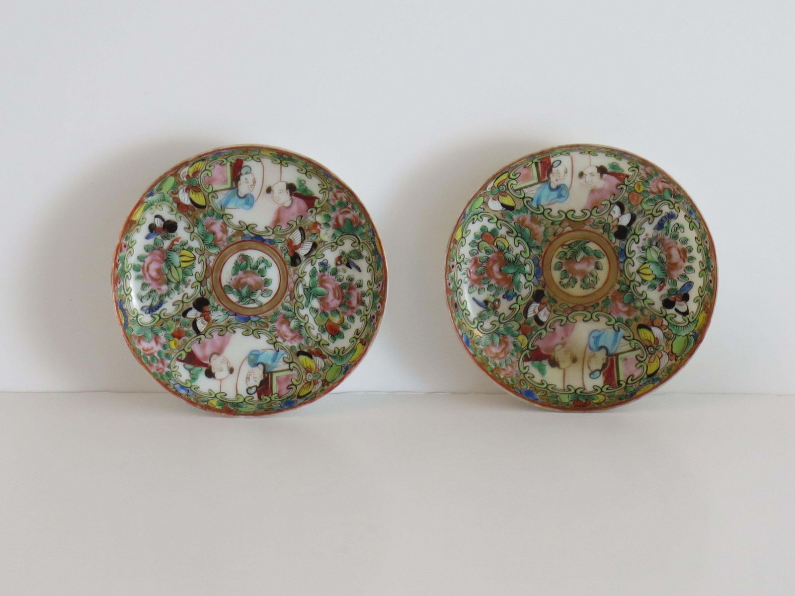 Two Pairs Of Chinese Export Cups And Saucers Egg Shell Porcelain, Qing 19th C photo vintage