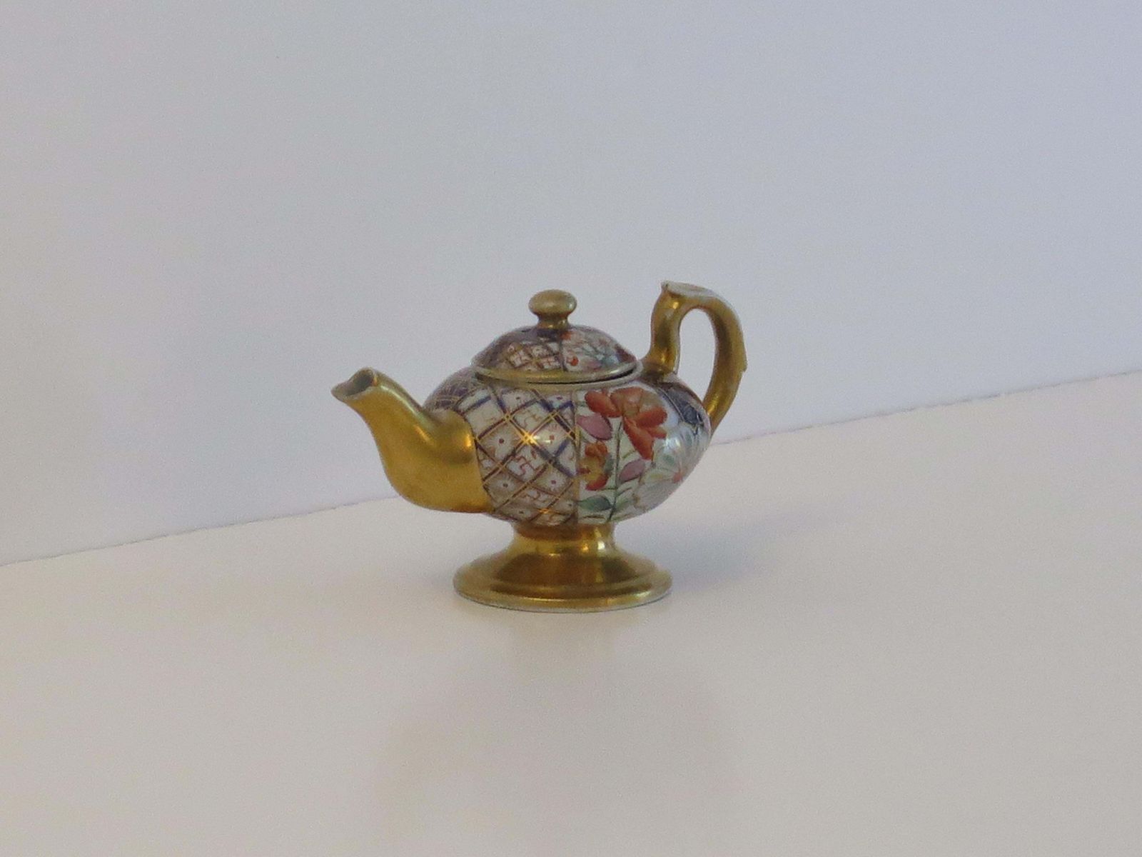 Rare Mason's Ironstone Miniature Teapot In Plaid Japan Rare Pattern, Circa 1820 photo buy