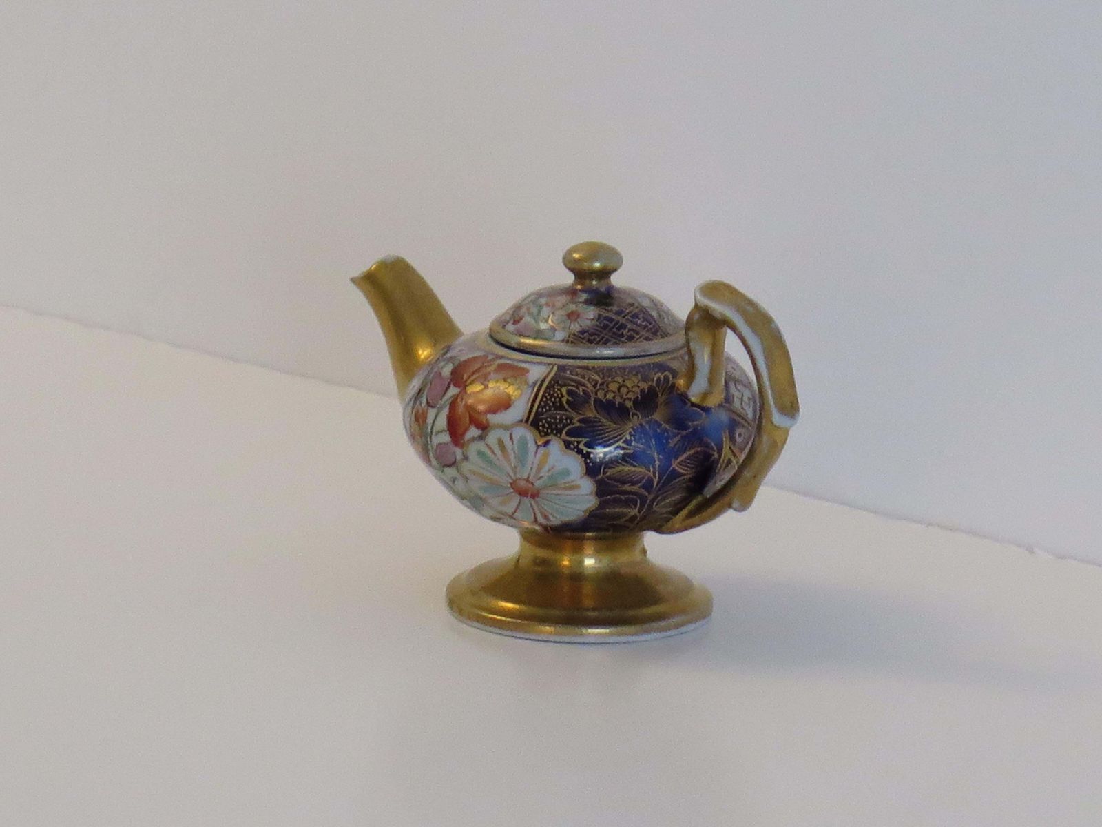 Rare Mason's Ironstone Miniature Teapot In Plaid Japan Rare Pattern, Circa 1820 photo vintage