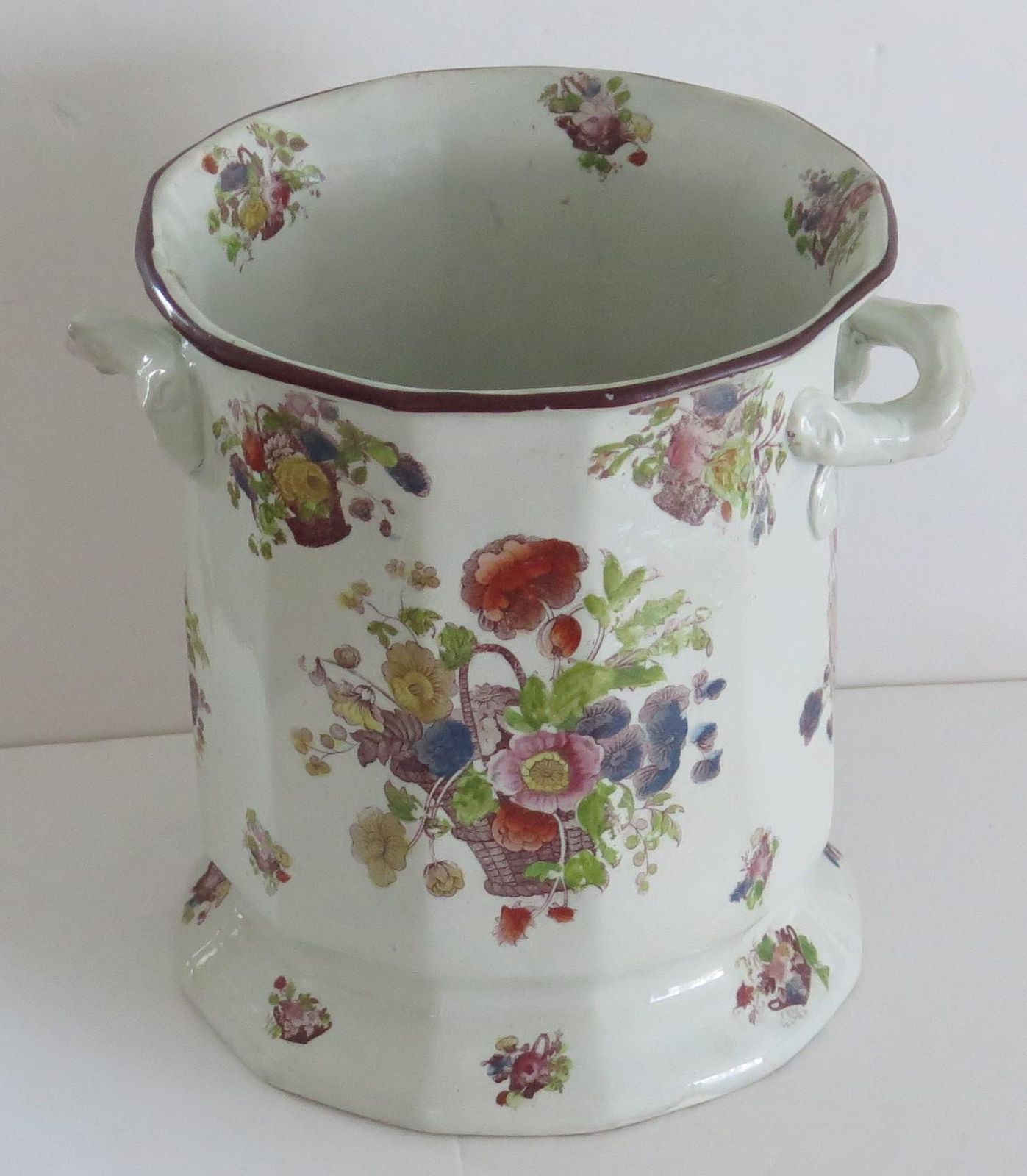 Rare Georgian Masons Ironstone Large Wine Cooler Or Ice Pail, English Circa 1818 photo vinterior