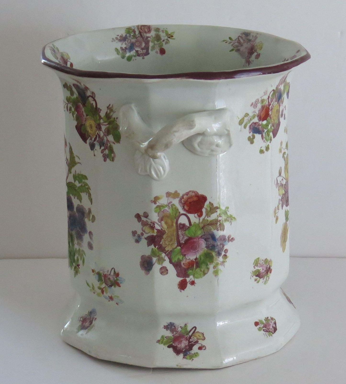 Rare Georgian Masons Ironstone Large Wine Cooler Or Ice Pail, English Circa 1818 photo vintage