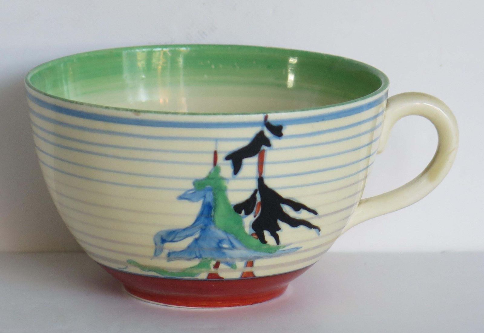 Clarice Cliff Cup And Saucer Rare Pine Grove Bizarre Ptn Art Deco, Circa 1935 photo buy