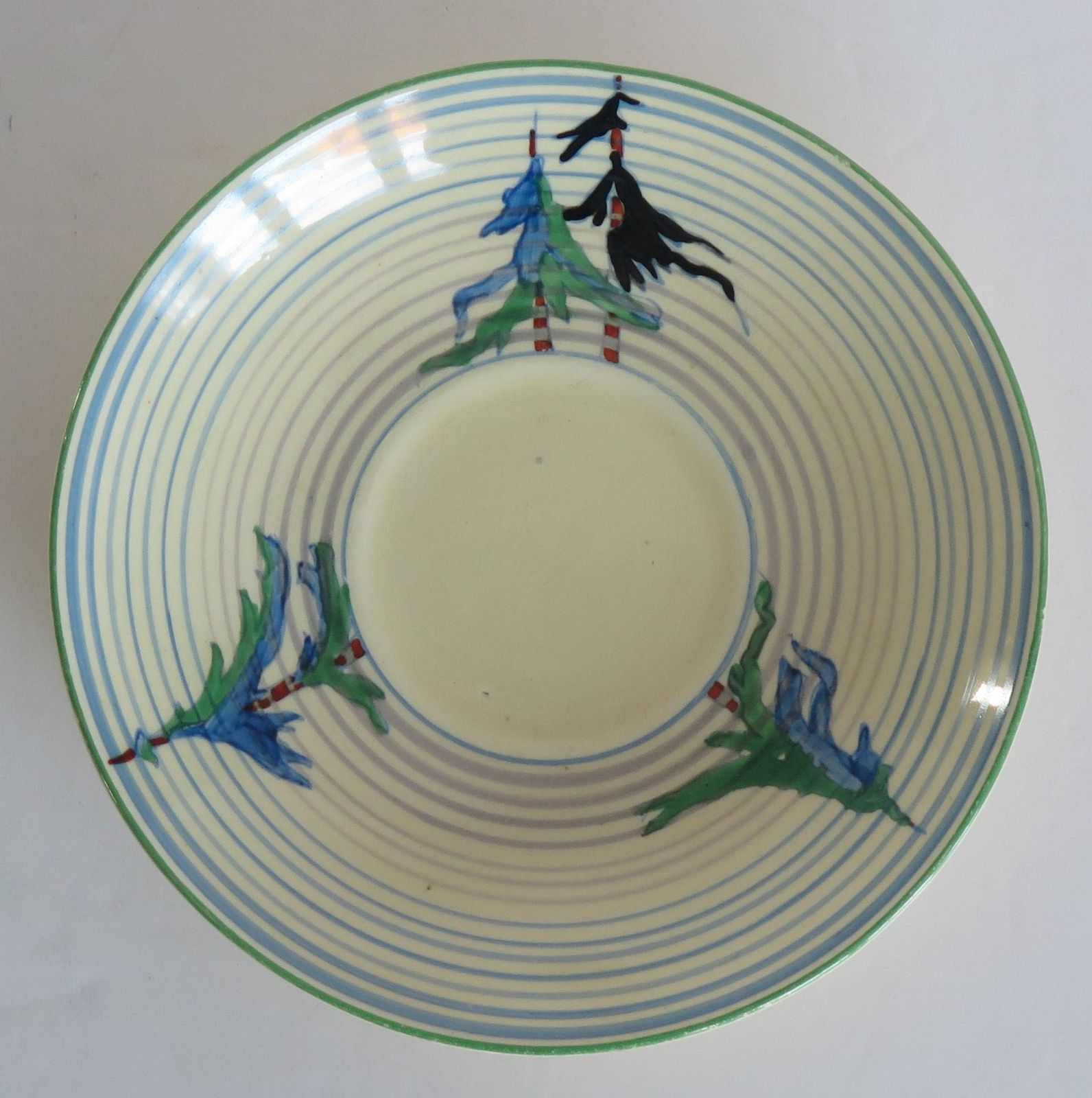 photo for sale Clarice Cliff Cup And Saucer Rare Pine Grove Bizarre Ptn Art Deco, Circa 1935