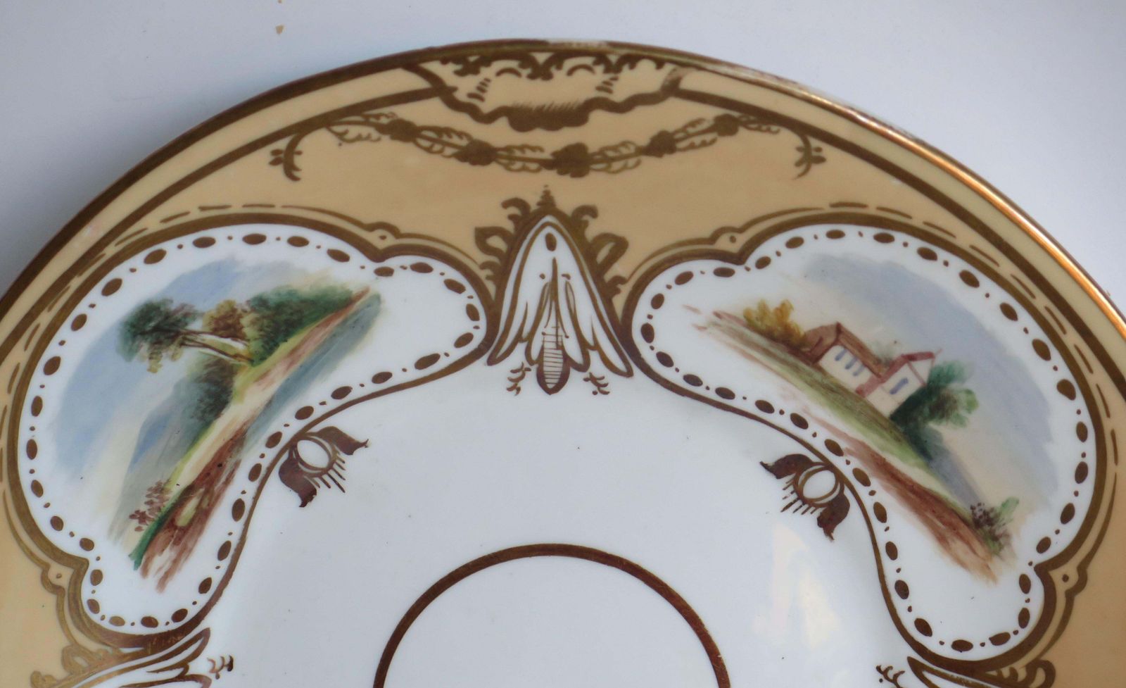 photo vinterior Set Of Ten Desert Plates By Rockingham Porcelain Hand Painted Scenes, Circa 1825