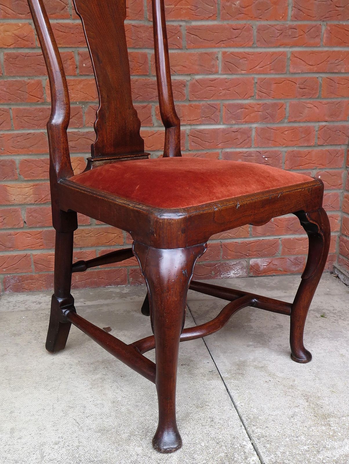 Antique Queen Anne Period Side Chair Fruitwood English,  Circa 1710 photo vintage