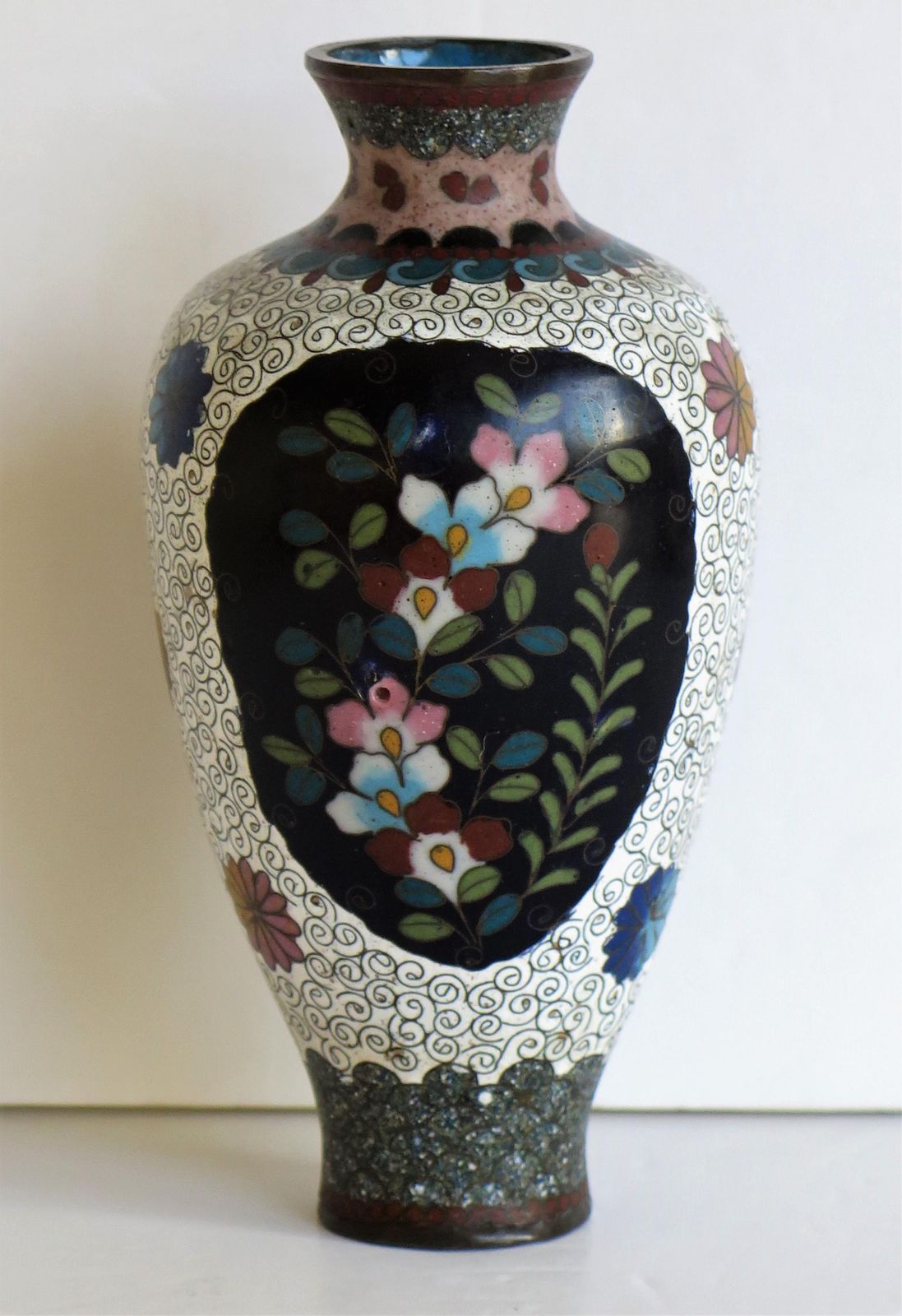 Home Decor Japanese Cloisonné Vases Butterflies & Flowers, 19th Century Meiji Period, Pair photo