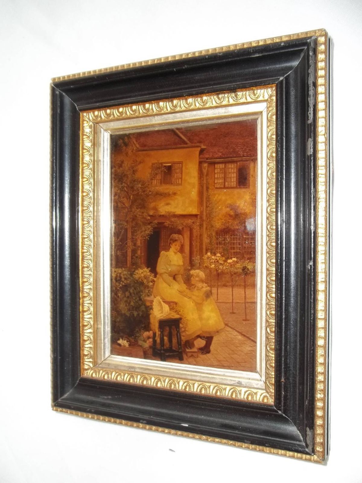 Victorian Crystoleum Picture Of Mother And Child In Original Frame, Circa 1890 photo furniture