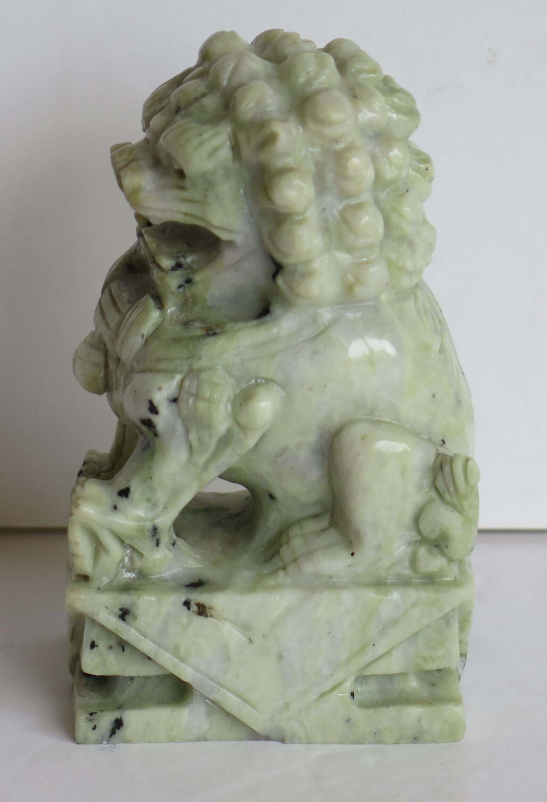 Art Pair Of Chinese Foo Dogs Hand Carved Hardstone Good Colour And Detail, Ca 1940 photo
