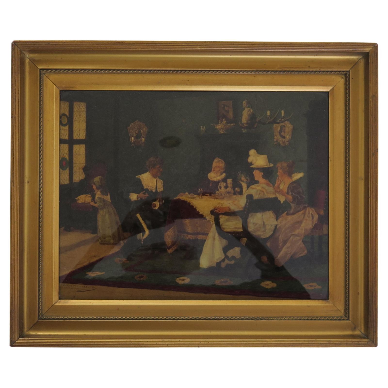 J H Schroder Crystoleum Picture German, Signed And Dated 1899 photo furniture