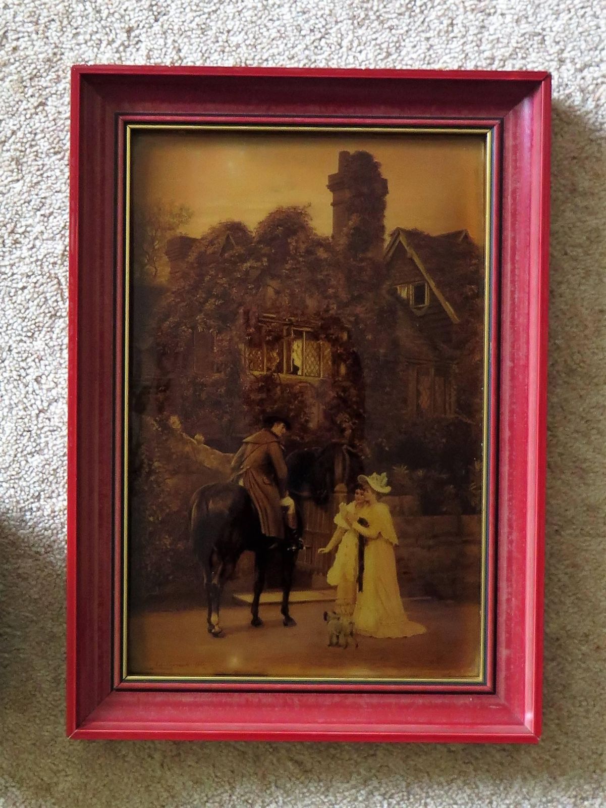 Victorian Crystoleum Picture After A L Vernon The Messenger To The Heiress, 1896 photo vintage