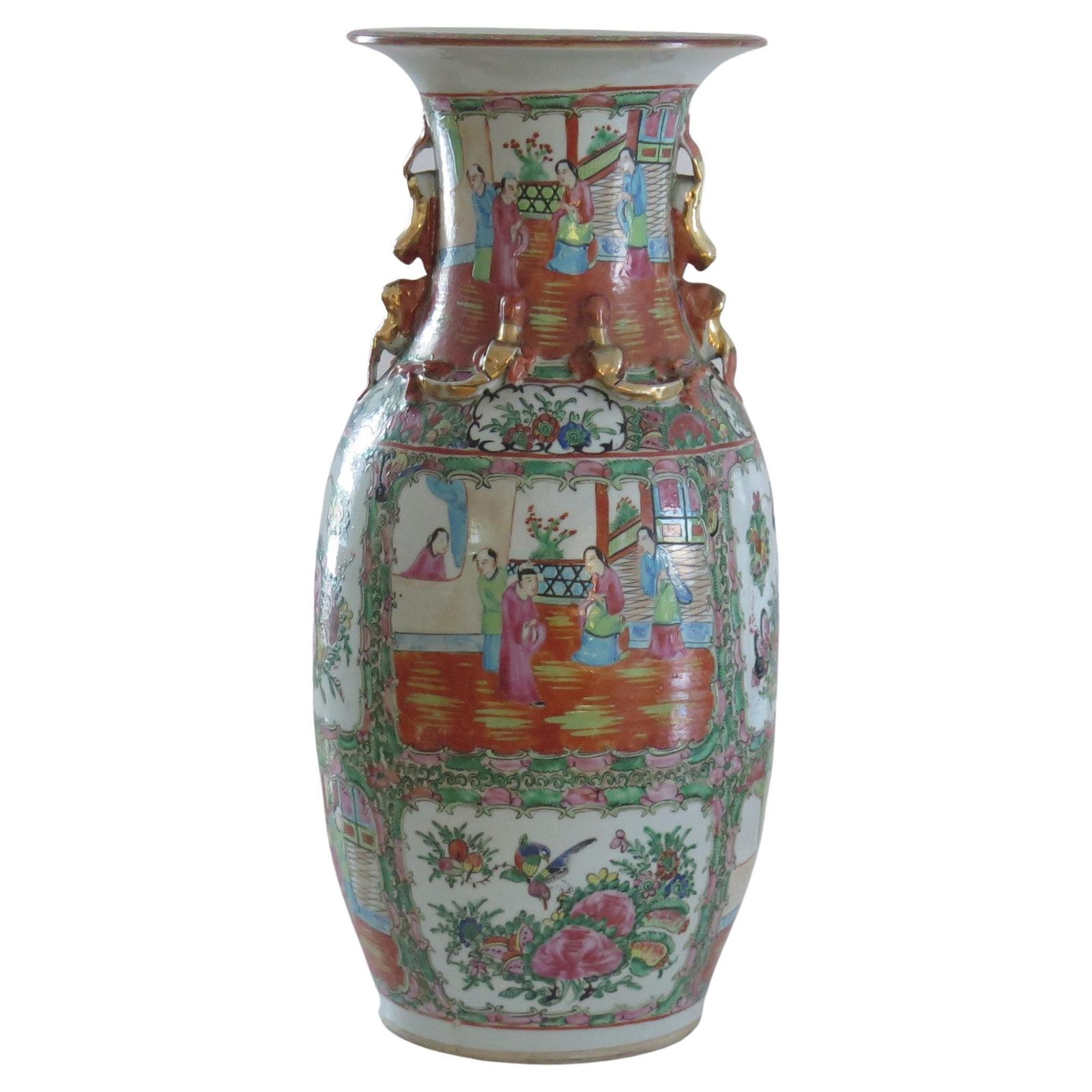 Mid 19thc Large 42cm Chinese Export Vase Porcelain Rose Medallion, Qing Ca 1850