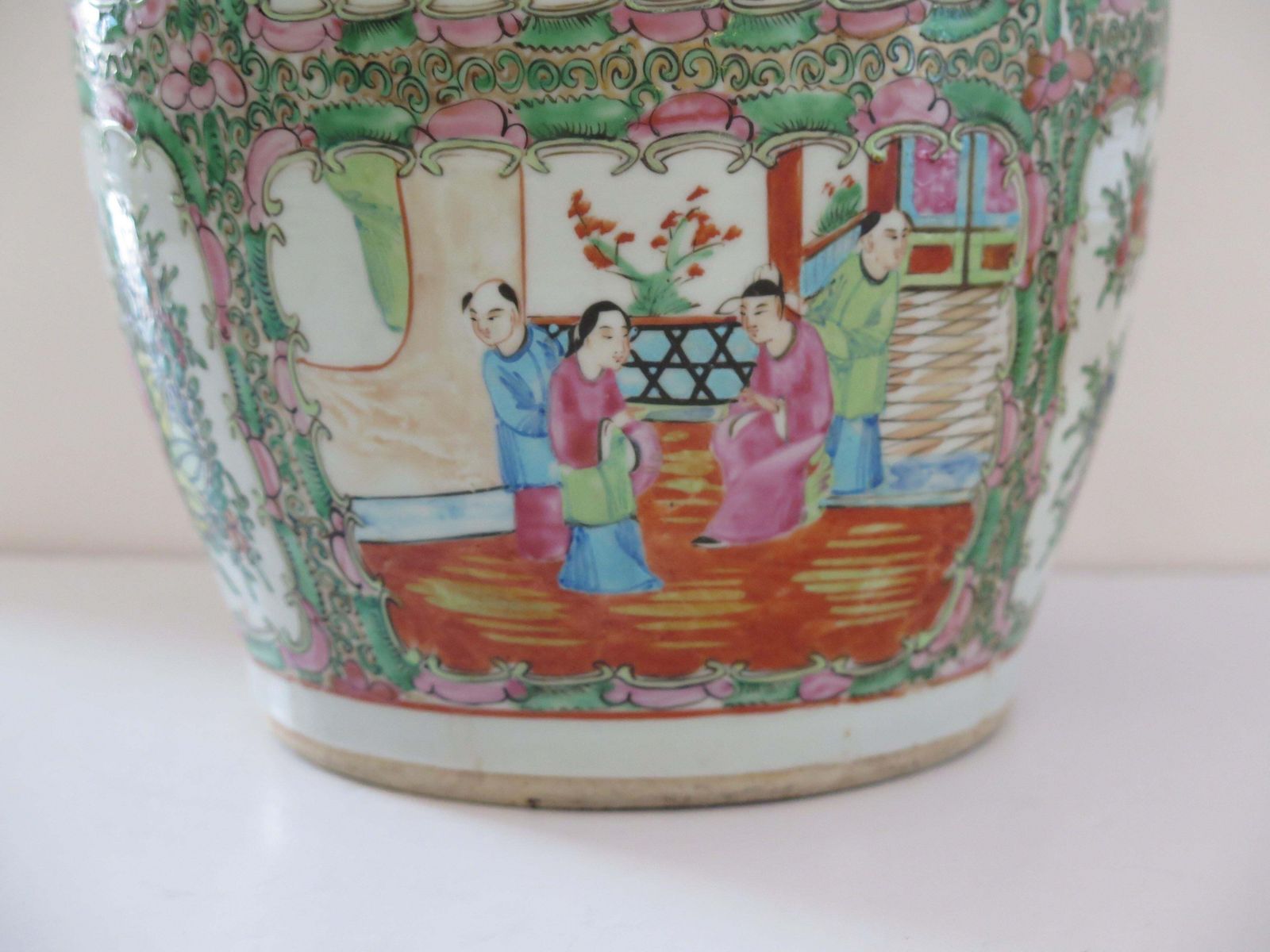 photo for sale Mid 19thc Large 42cm Chinese Export Vase Porcelain Rose Medallion, Qing Ca 1850