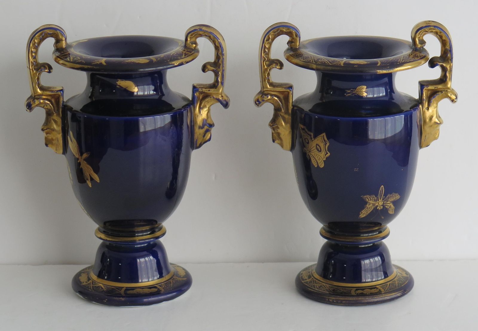 Georgian Pair Of Mason's Ironstone Vases With Hand Gilded Pattern, Circa 1818 photo Home Decor