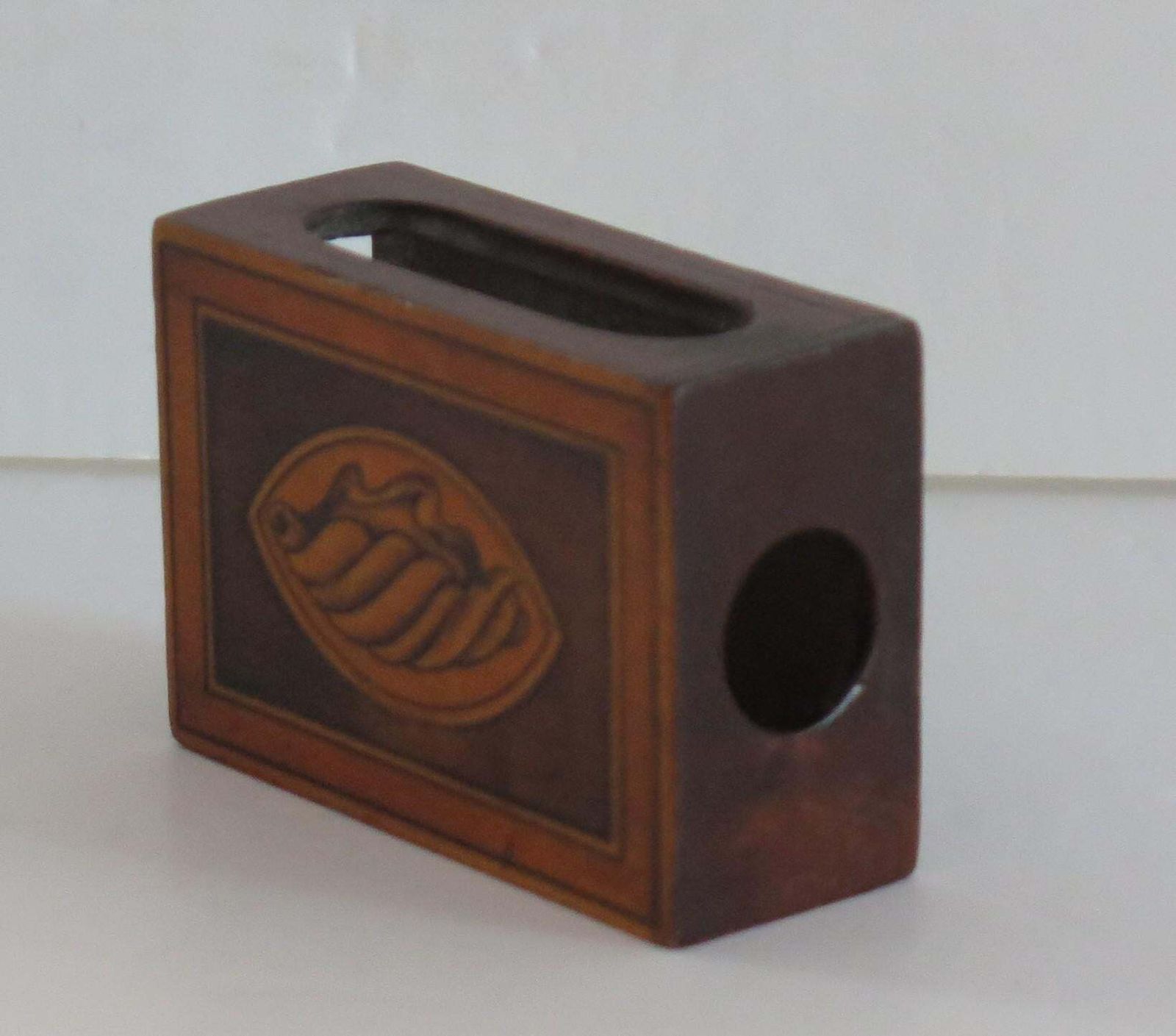 Antique Hardwood Matchbox Holder With Fine Shell Patera Inlay, Late 19th Century photo for sale