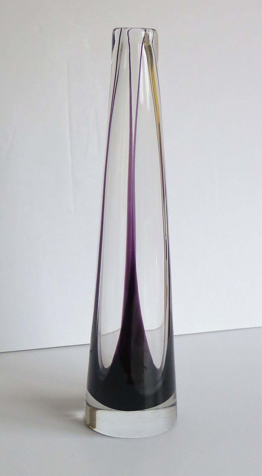 Tall Glass Sommerso Vase By Vicke Lindstrand For Kosta Glass, Sweden Circa 1960 photo furniture