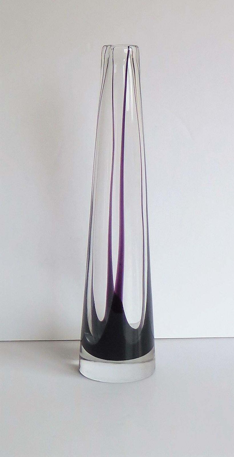 Tall Glass Sommerso Vase By Vicke Lindstrand For Kosta Glass, Sweden Circa 1960 photo vinterior