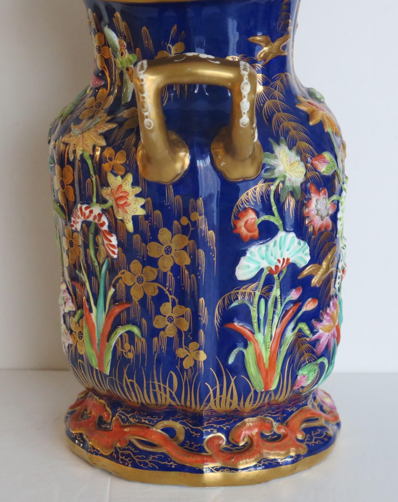 Home Decor Rare Large Masons Ironstone Covered Vase With Relief Motifs, Circa 1825 photo