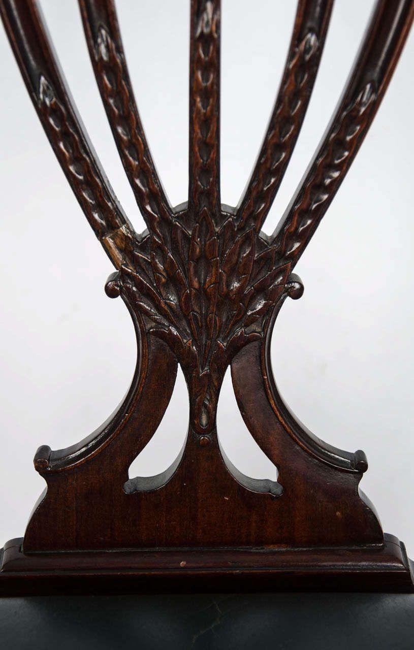 photo furniture Georgian Armchair Green Leather Seat, English Hepplewhite Circa 1785