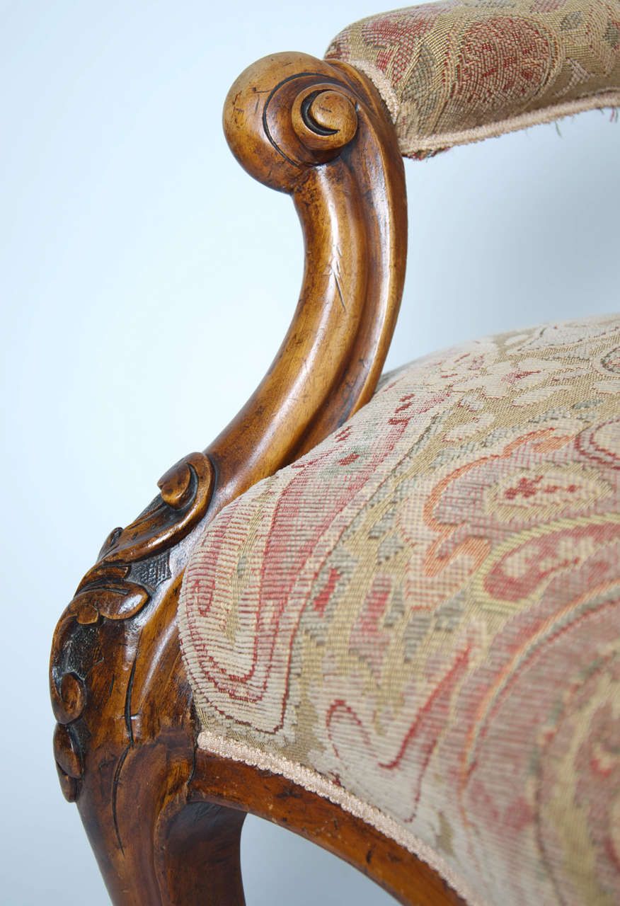 Mid 19th Century Spoon Back Open Armchair Walnut, English Victorian Circa 1850 photo Furniture