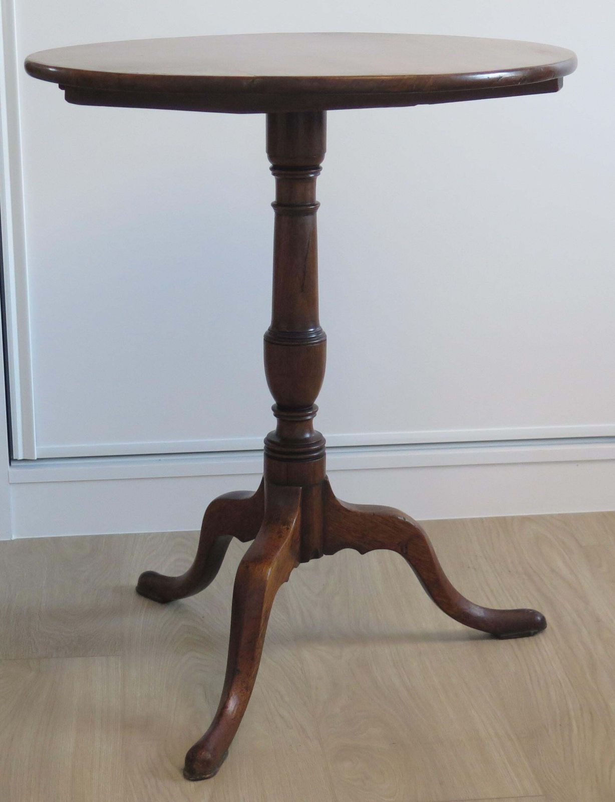 Georgian Tripod Or Wine Table Tilt Top Vase Stem Solid Hardwood, Circa 1760 photo for sale