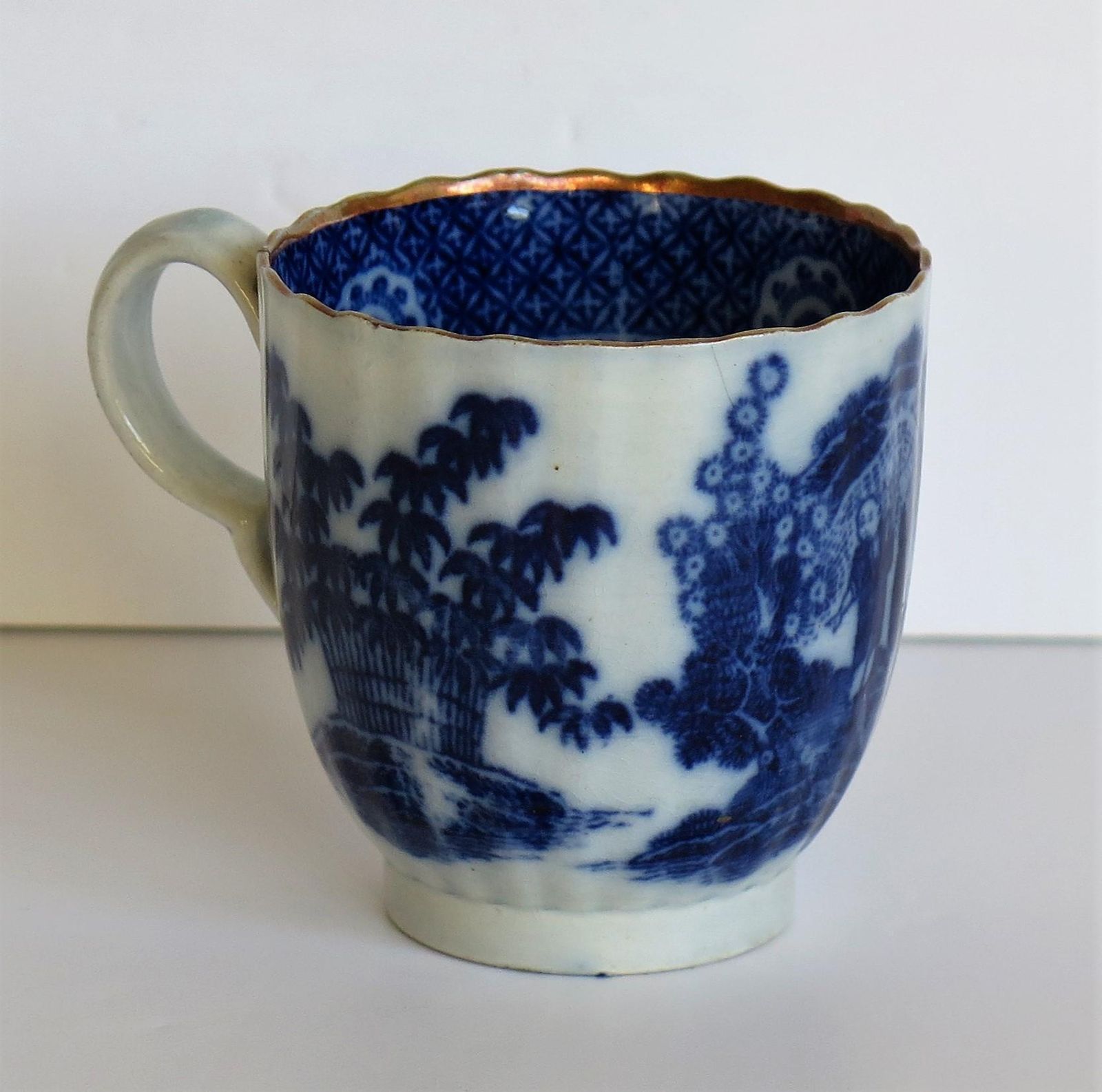 Early Coffee Cup Blue And White Boy On A Buffalo Ptn Probably Spode, Circa 1790 photo buy