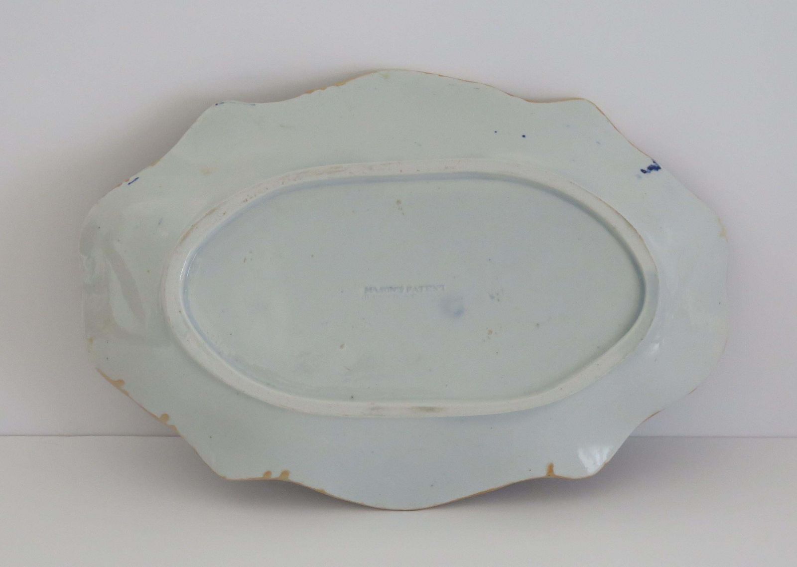 photo for sale Georgian Mason's Ironstone Serving Platter Rock, Leaves And Flowers Ptn, Ca 1818