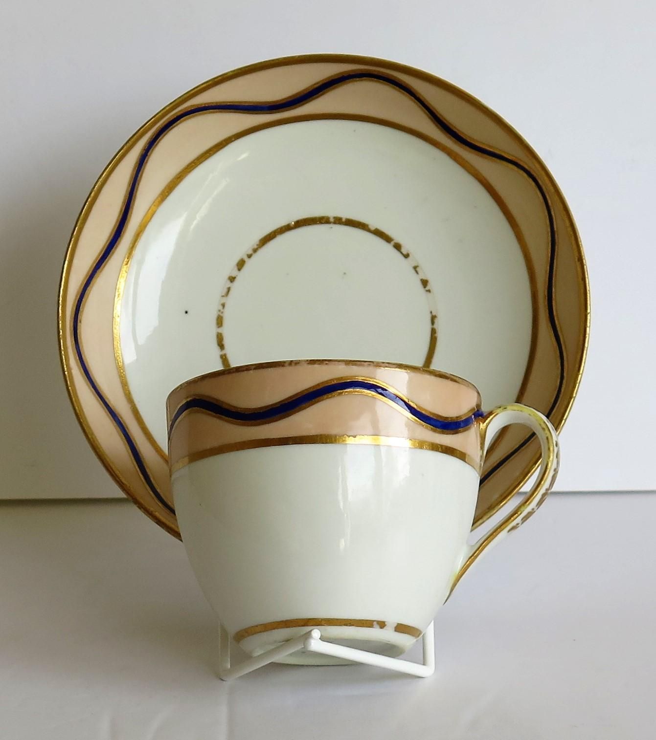 Early Derby Porcelain Cup & Saucer Rare Pattern 128 Puce Crown Marks, Circa 1795 photo for sale