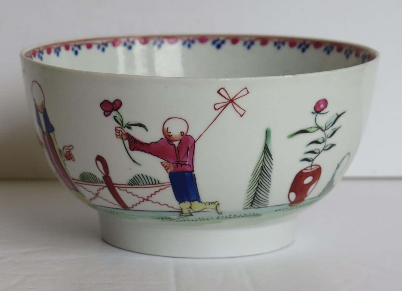 Georgian New Hall Porcelain Bowl Lady With Parasol Pattern No. 20, Circa 1790 photo 290.0