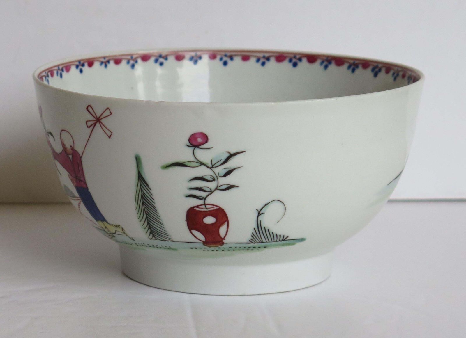 Georgian New Hall Porcelain Bowl Lady With Parasol Pattern No. 20, Circa 1790 photo vinterior