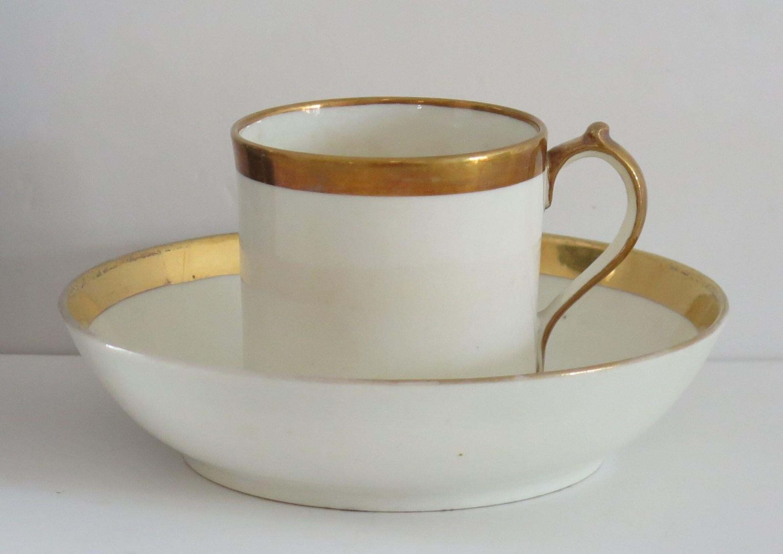 Georgian Miles Mason Coffee Can & Saucer Porcelain Hand Gilded Ptn C13, Ca 1805 photo furniture