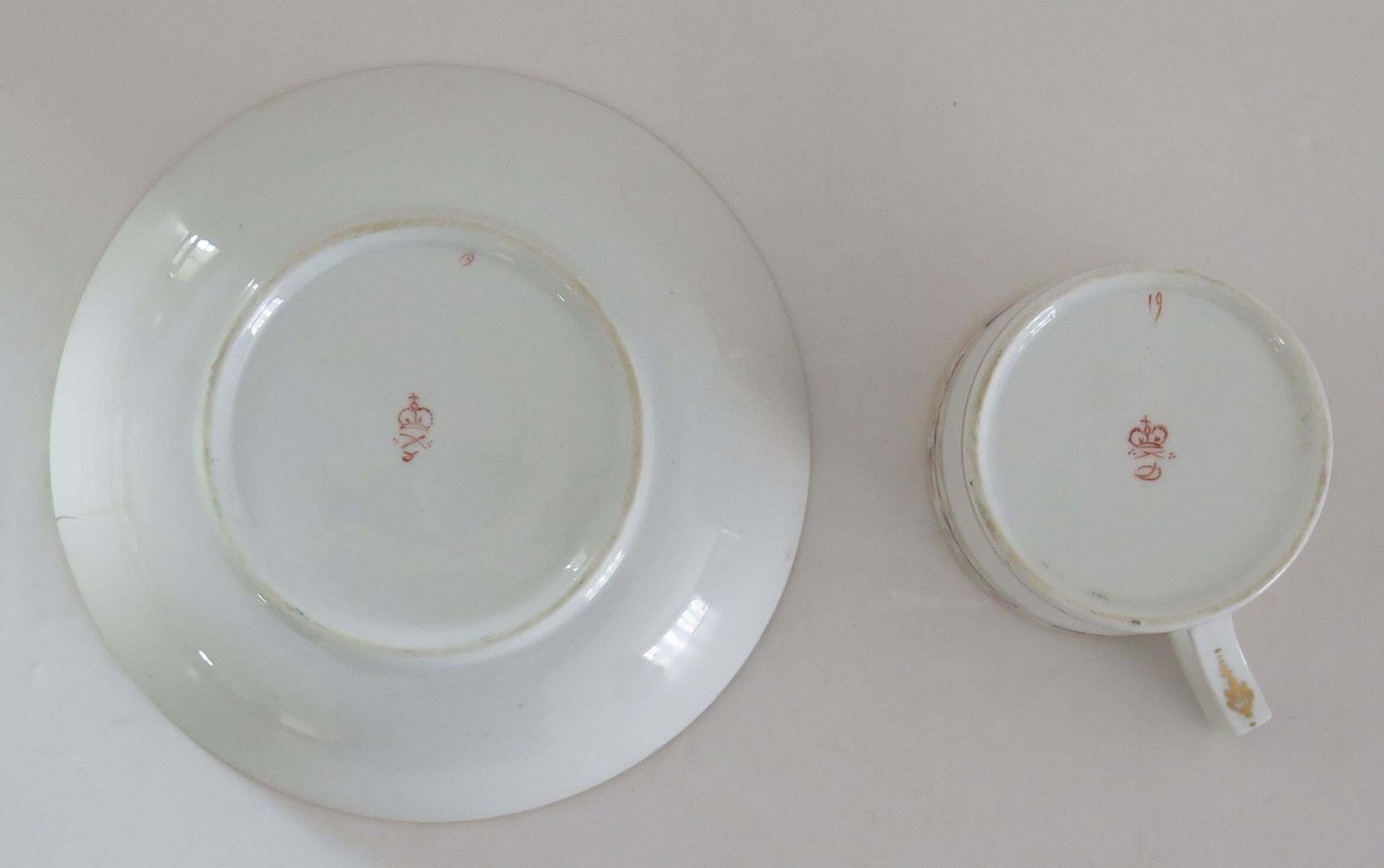 photo vintage Georgian Derby Cup And Saucer Duo Hand Painted, Circa 1810