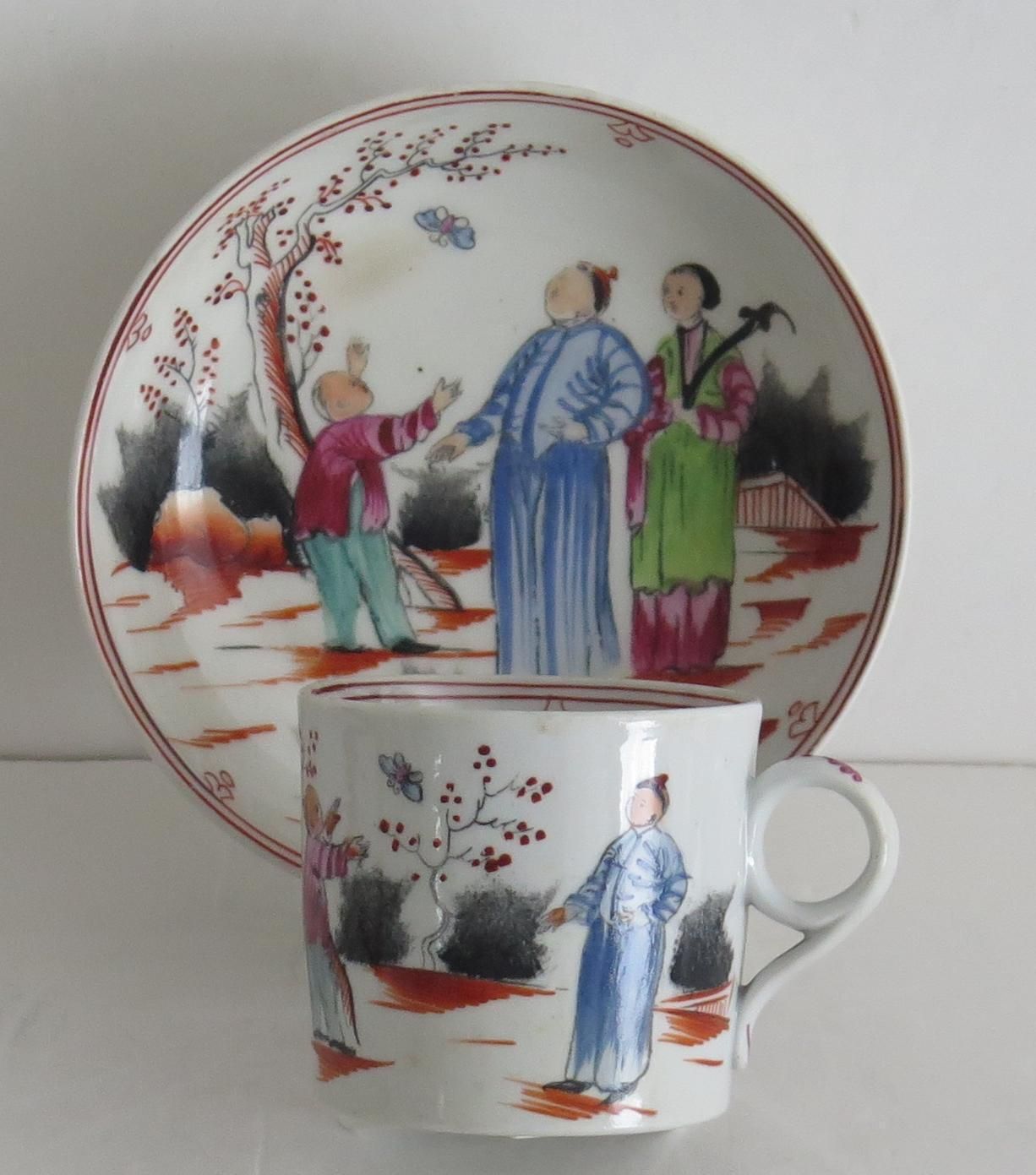 Early New Hall Porcelain Coffee Can & Saucer Duo Chinese Pattern 421, Circa 1800 photo furniture