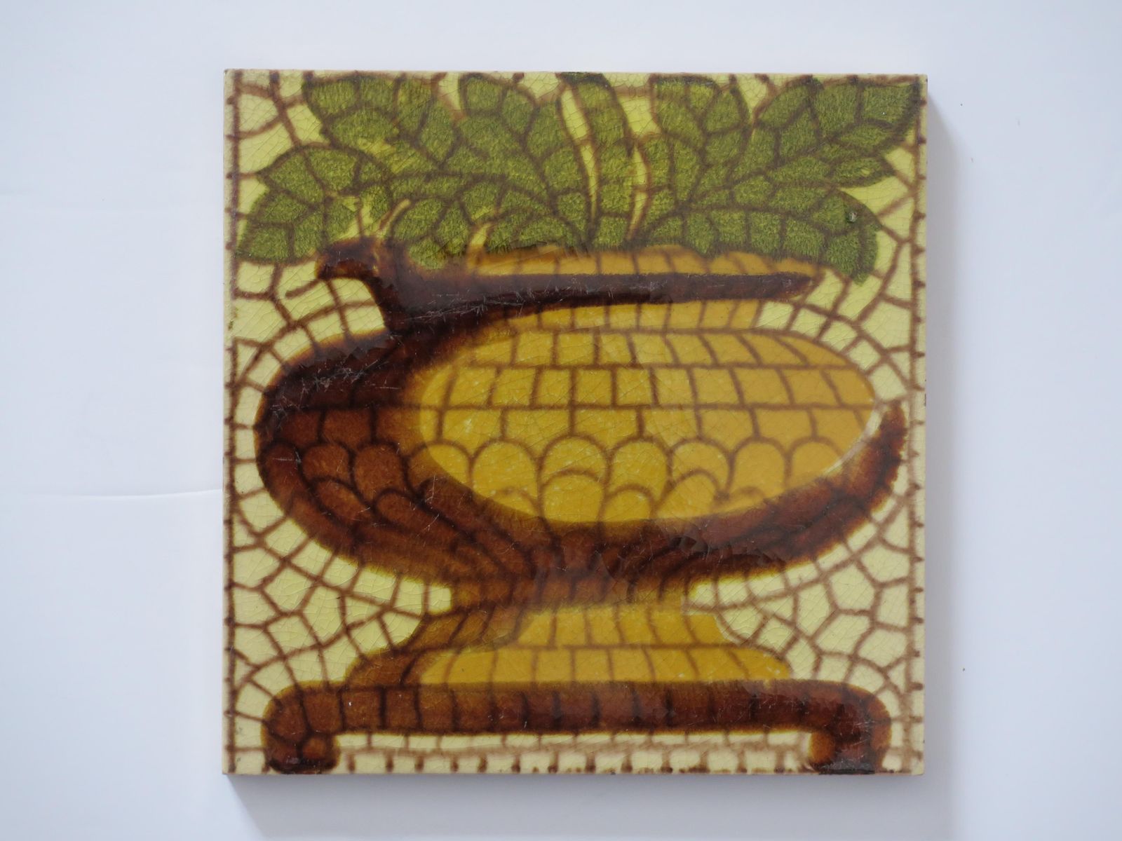 Set Of Six Ceramic Wall Tiles Pineapple Vase Pat'n 6 Inches Square,  Circa 1960 photo furniture