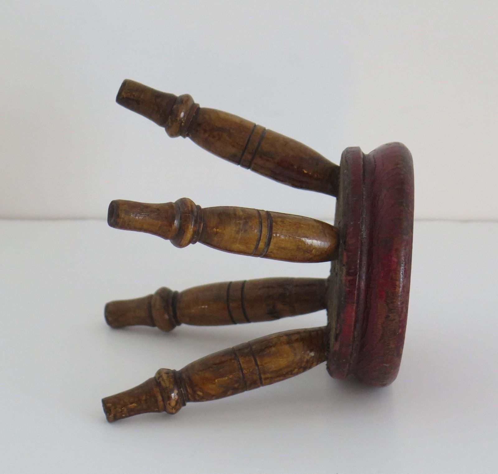 photo for sale Rare Small Candle Stand Or Stool Hand Turned Wood, English Victorian Circa 1850