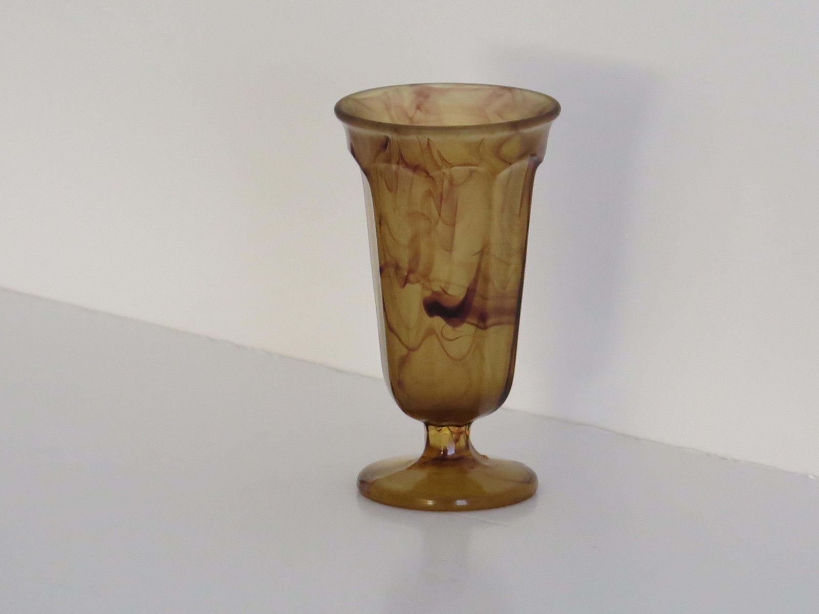 Art Deco Glass Vase By George Davidson In Amber Cloud Glass, Circa 1930s photo vinterior