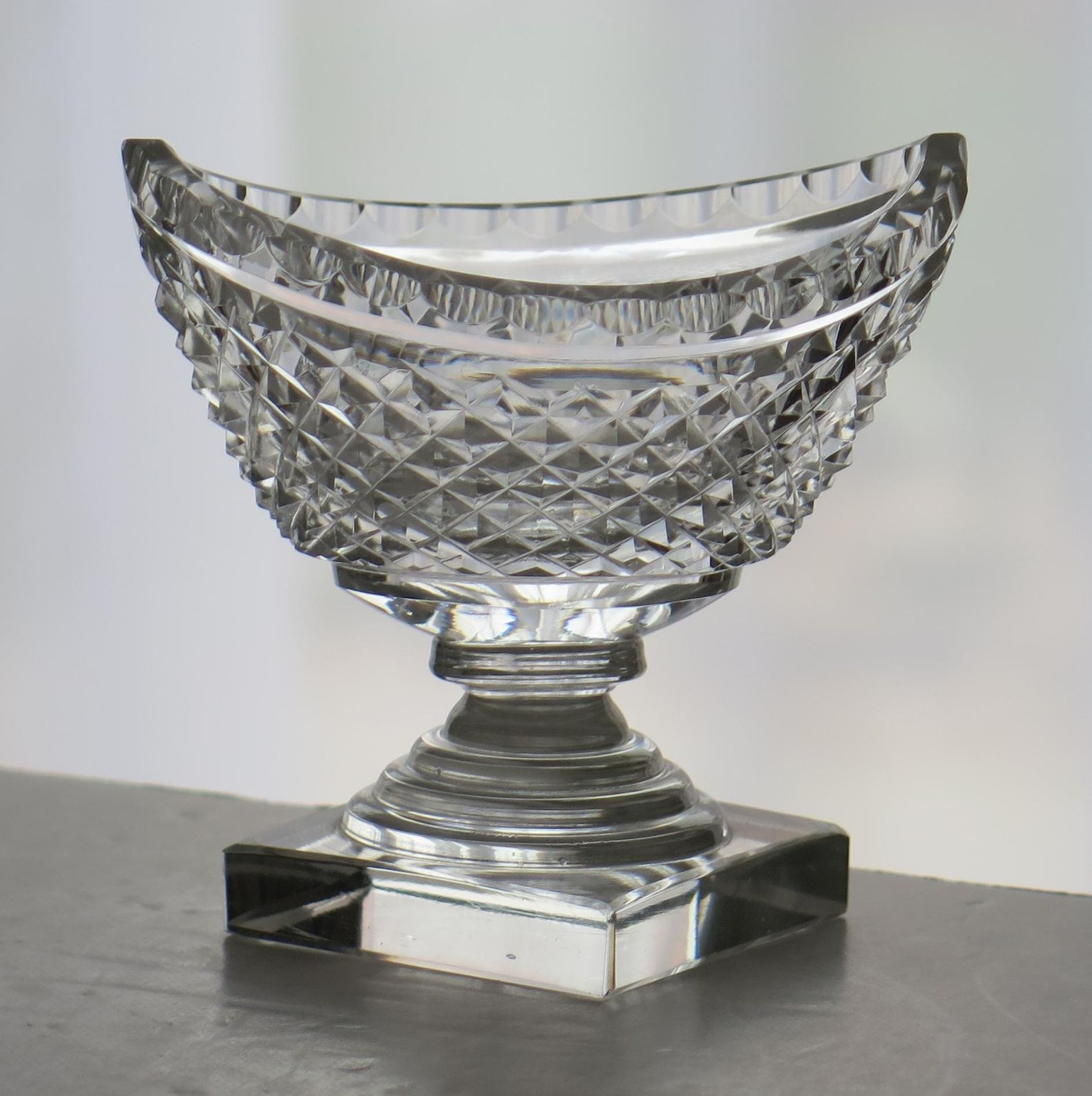 Irish 18th Century Georgian Cut Glass Salt With Stepped Foot, Ca 1790 photo furniture