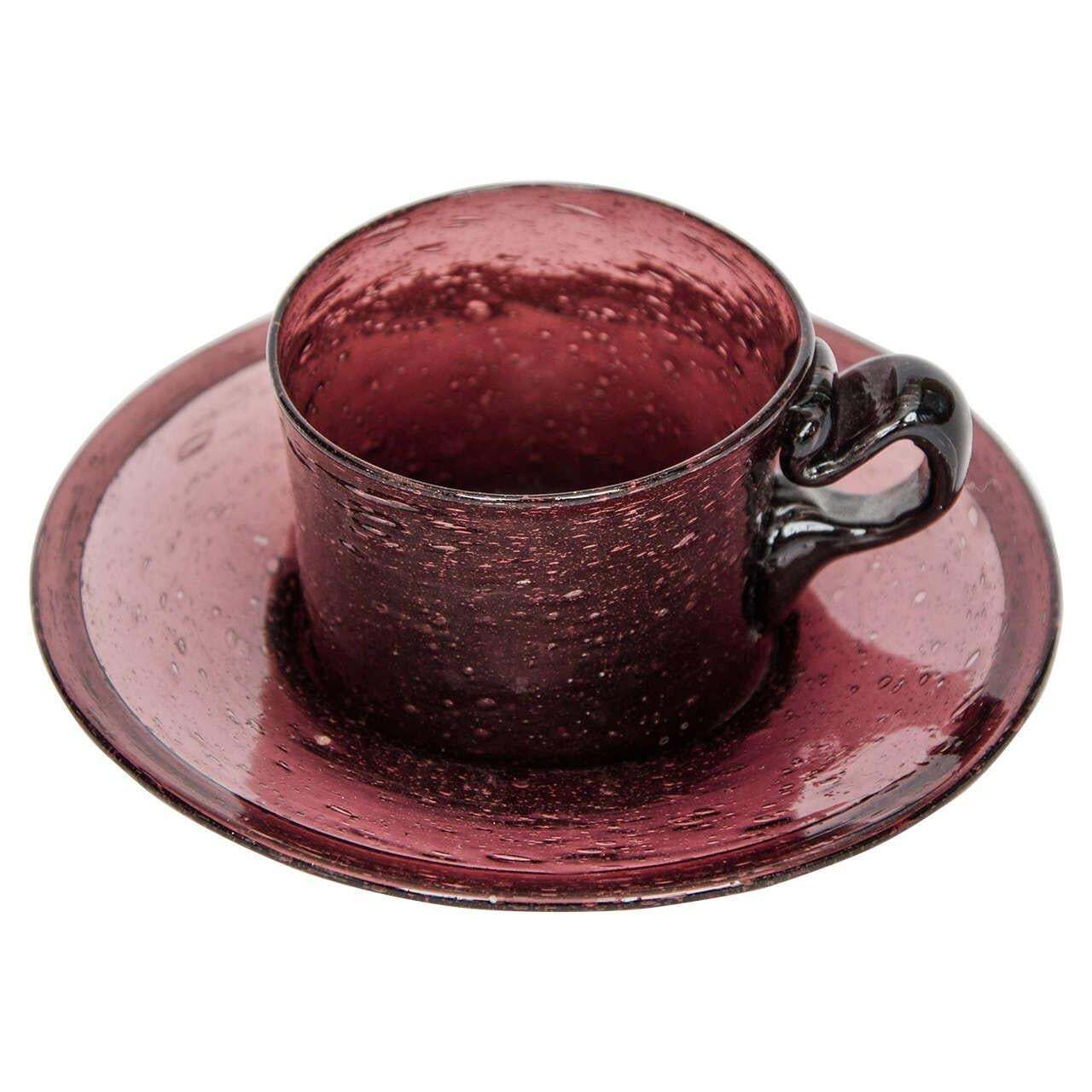 Rare Georgian Amethyst Glass Cup And Saucer Hand Blown, Circa 1800