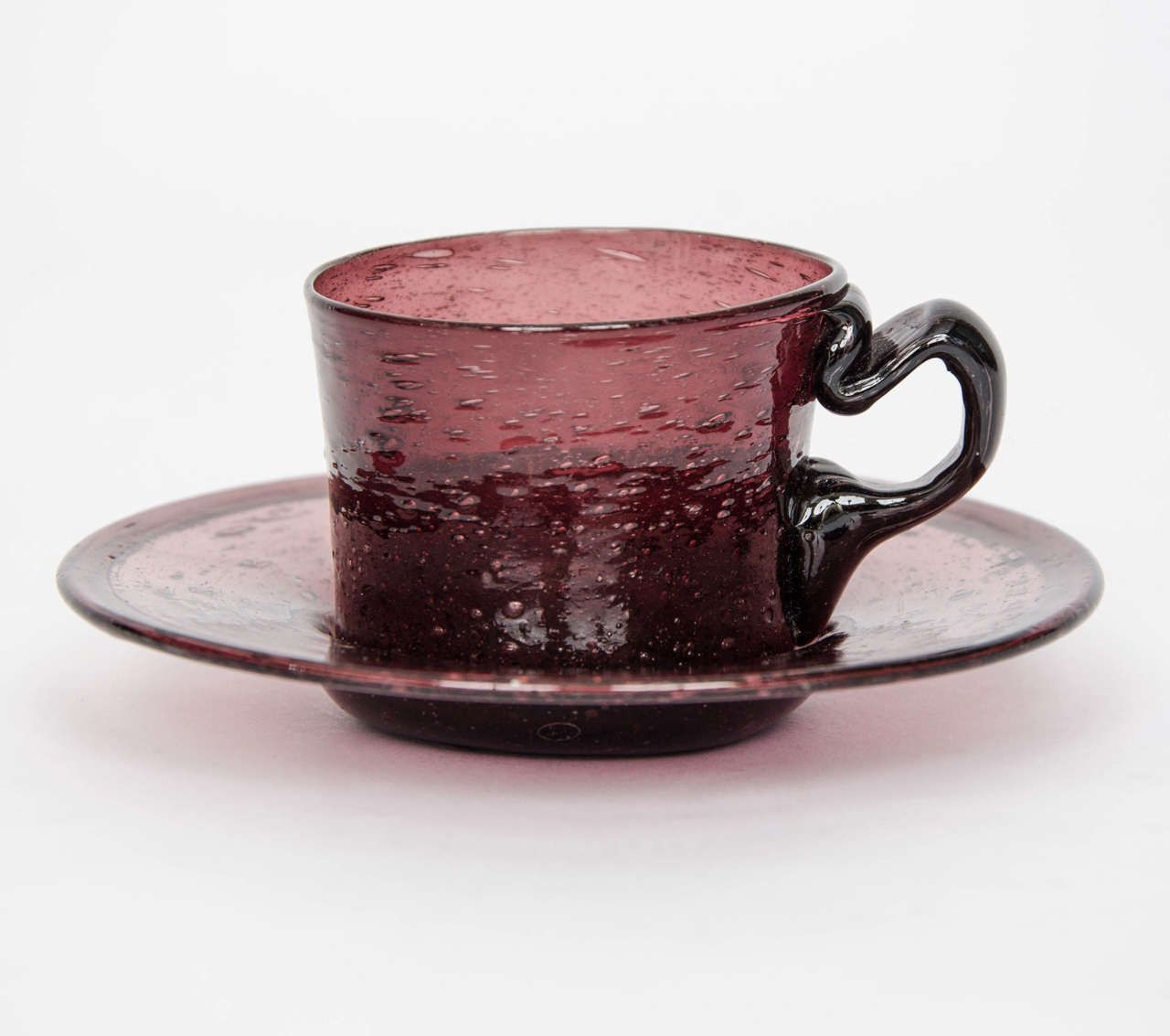 Rare Georgian Amethyst Glass Cup And Saucer Hand Blown, Circa 1800 photo furniture