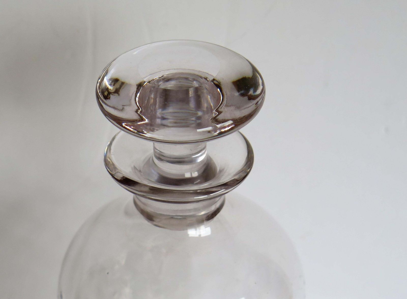 Edwardian Blown Glass Decanter Dimple Moulded With Mushroom Stopper, Circa 1900 photo vintage