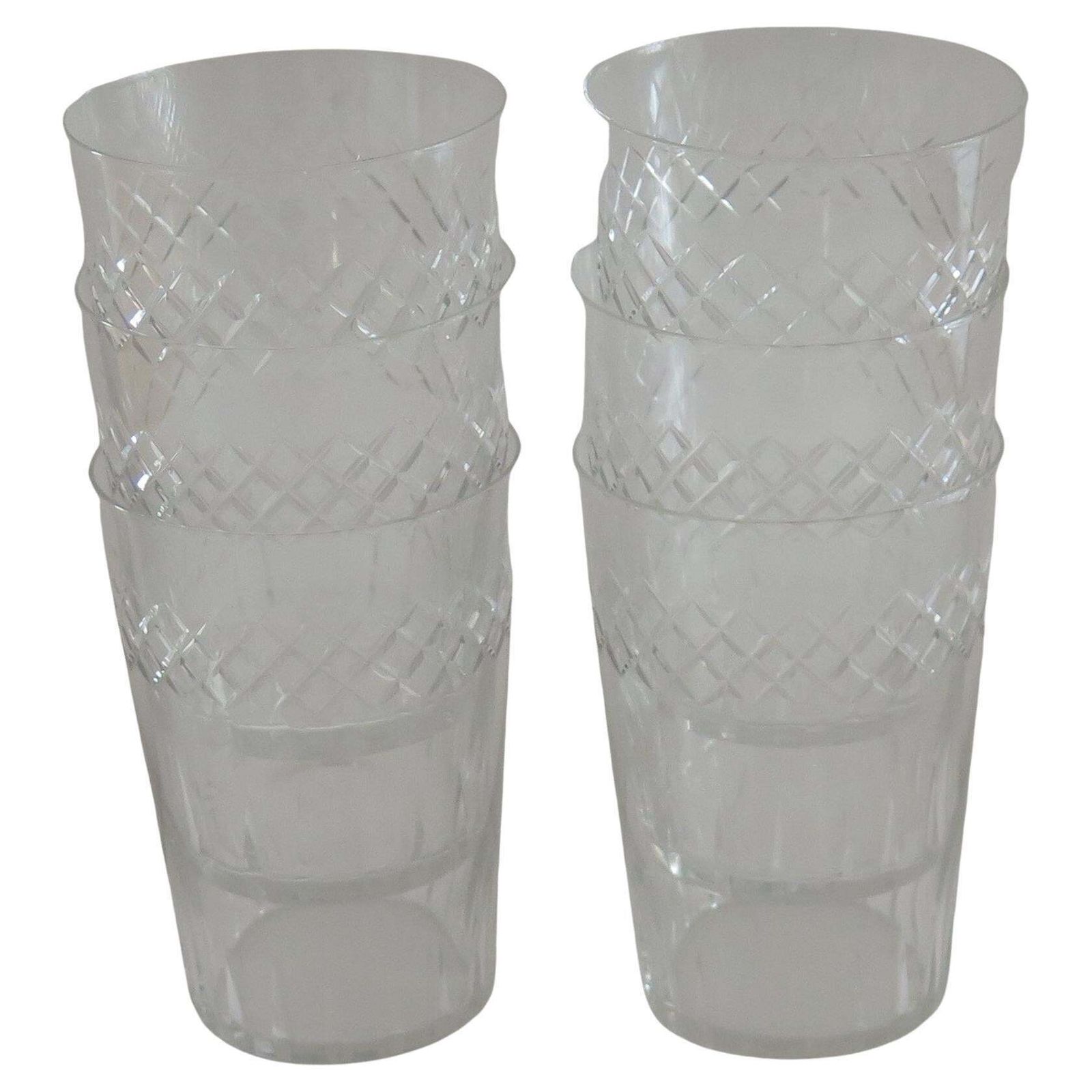photo buy Set Of Six Edwardian Glass Tumblers Engraved Drinking Glasses, Circa 1905