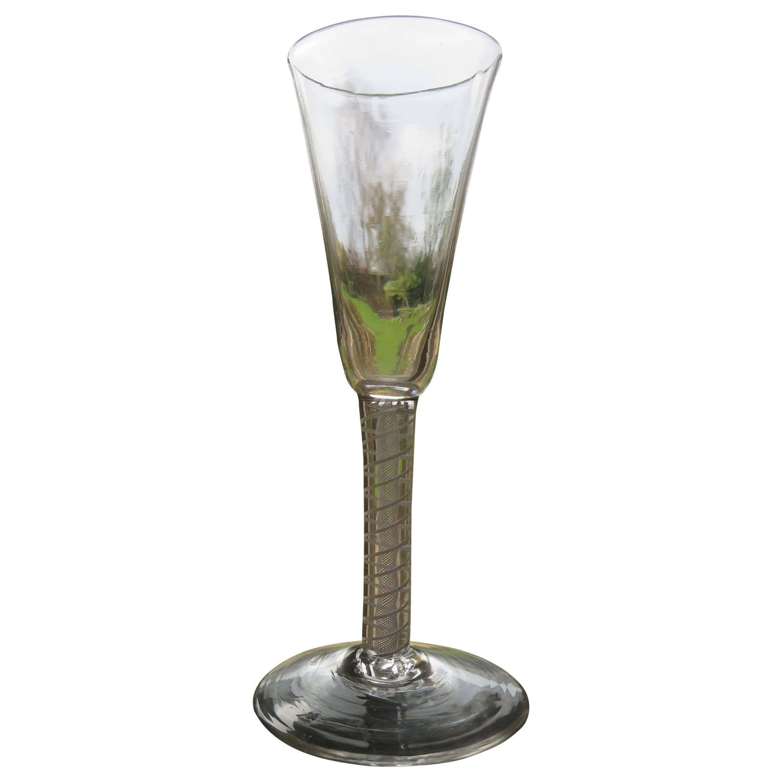 Georgian Ale Or Wine Drinking Glass Hand Blown Cotton Twist Stem, English C 1765