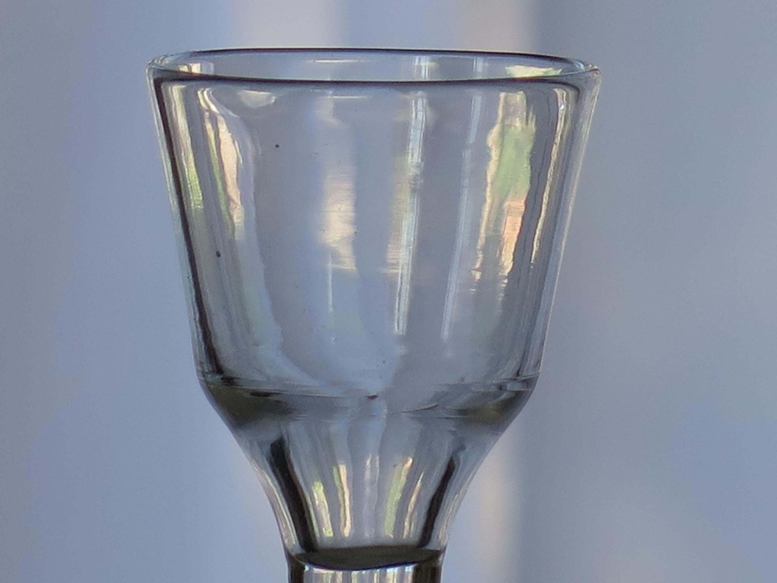 photo furniture Mid 18th Century Cordial Wine Glass Hand Blown Cotton Twist Stem, English C 1765