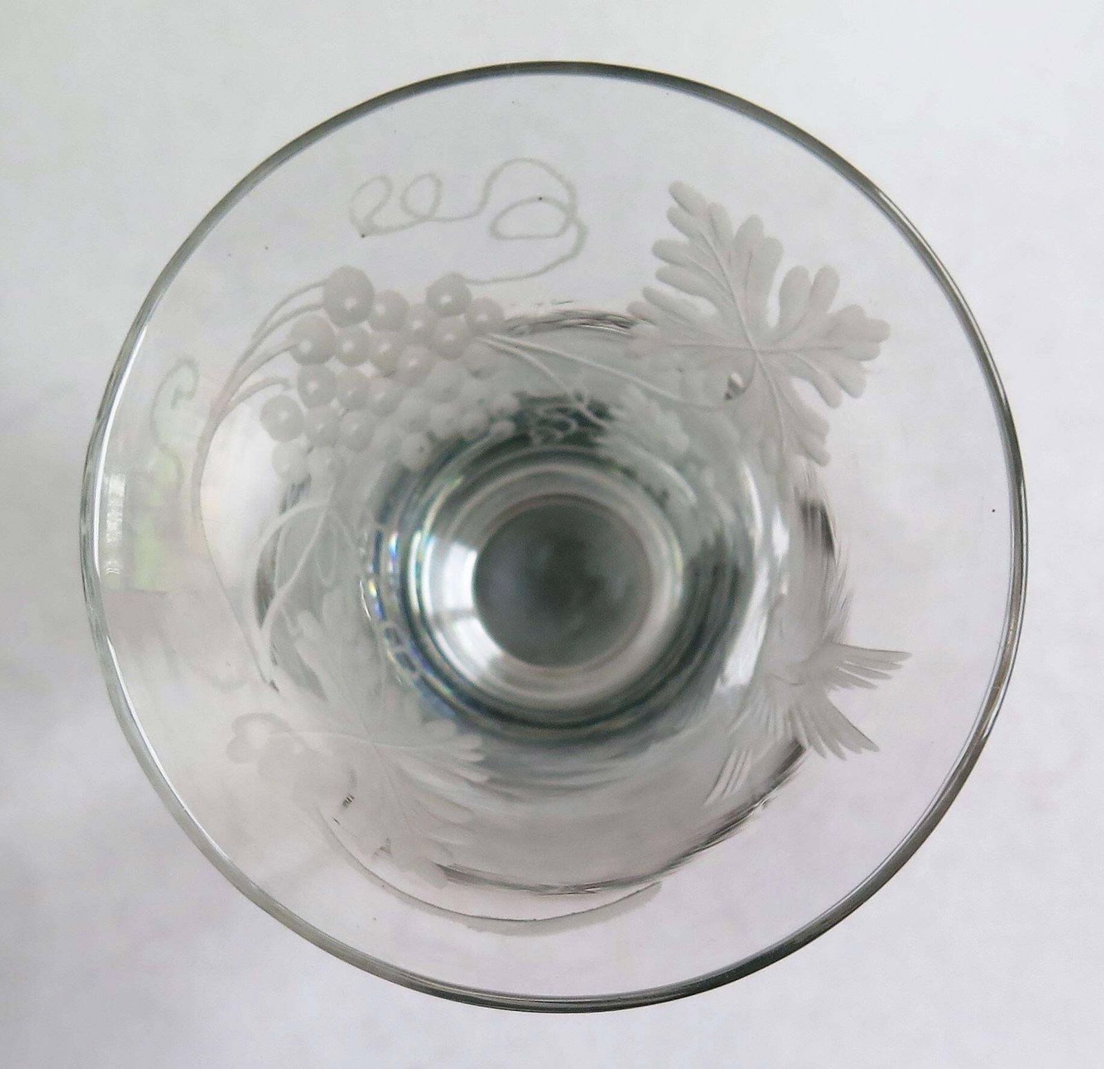 George II English Wine Drinking Glass Engraved Bell Bowl Hand Blown, Circa 1745 photo vinterior