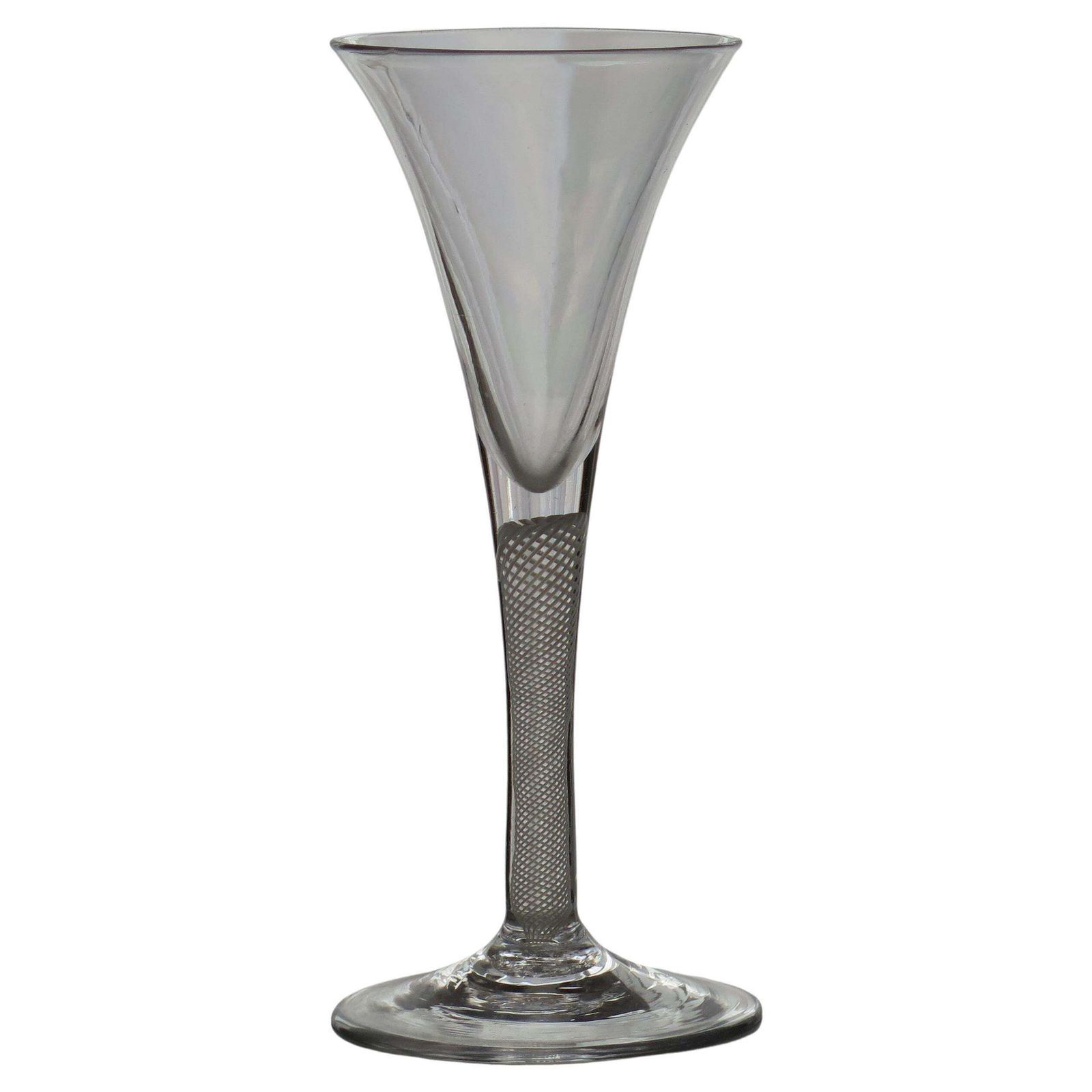 Mid 18th Century Georgian Tall Wine Glass Hand Blown Cotton Twist Opaque Stem