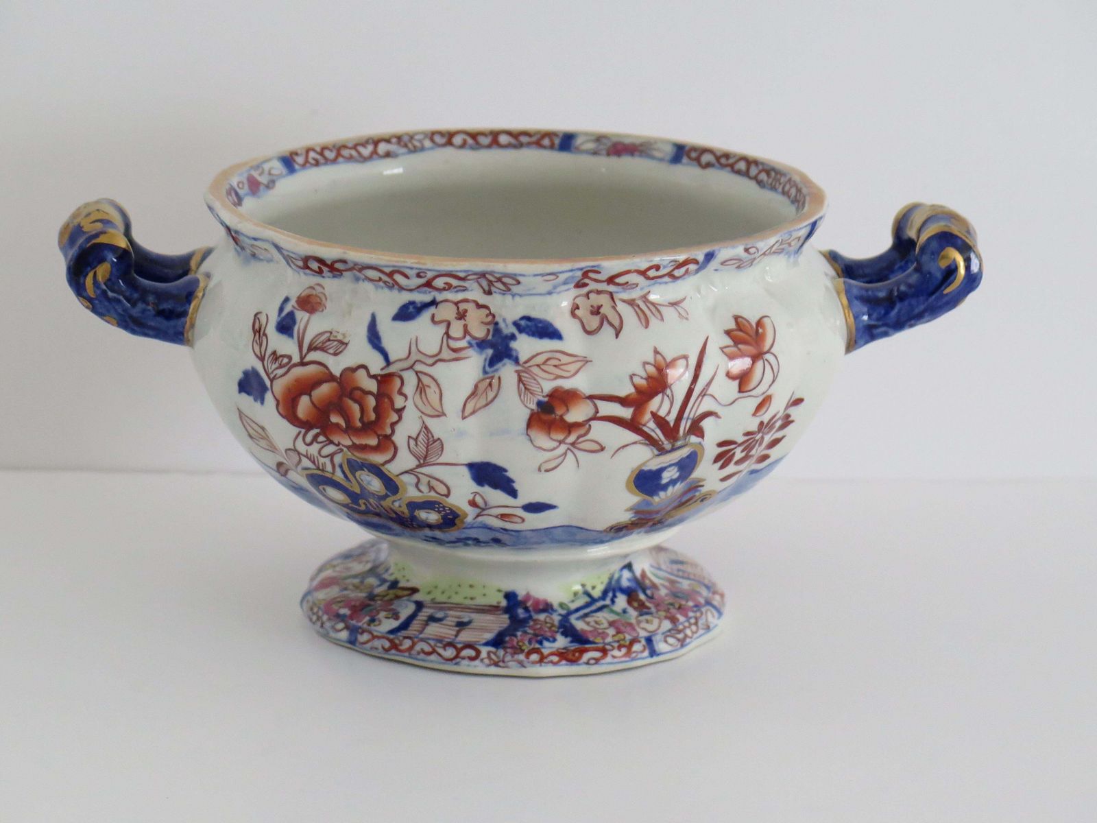 photo buy Georgian Masons Ironstone Sauce Tureen & Base Plate Vase & Rock Ptn, Circa 1818