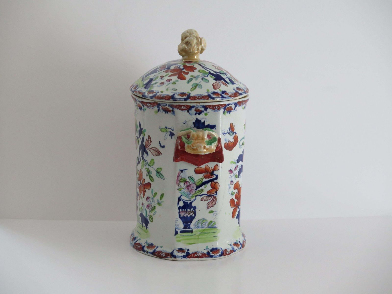 Rare Georgian Masons Ironstone Bread Bin In Vase And Jardinière Ptn,  Circa 1815 photo 1075.0