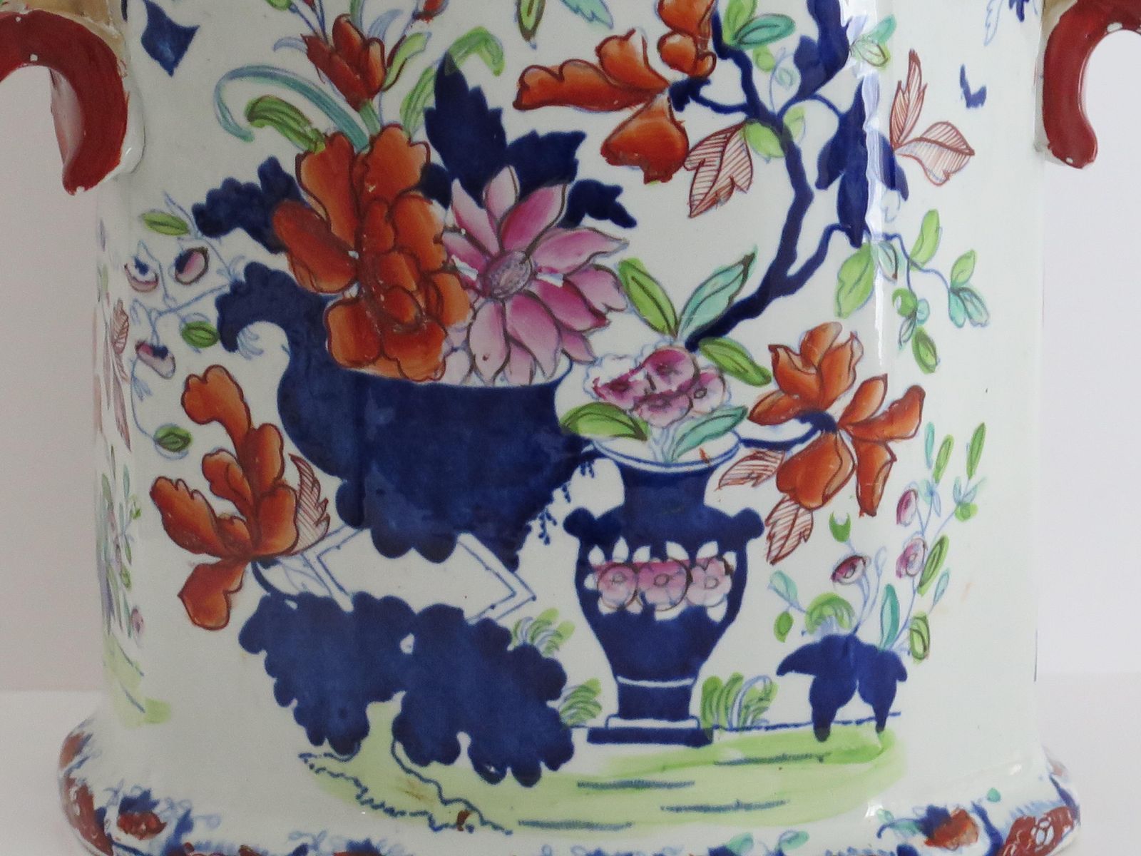 1075.0 Rare Georgian Masons Ironstone Bread Bin In Vase And Jardinière Ptn,  Circa 1815 photo