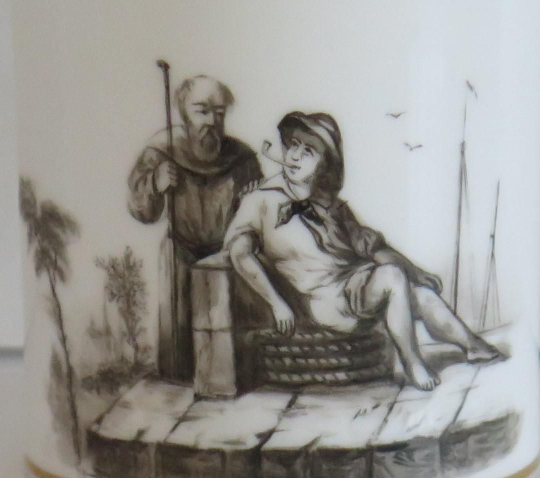 Fine Old Paris Porcelain Coffee Can "En Grisaille", French Circa 1810 photo for sale