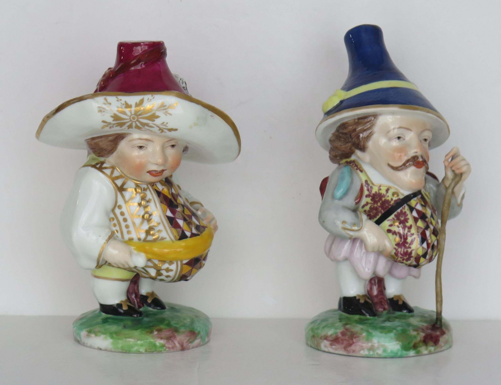 Pair Of Derby Mansion House Dwarf Figures Porcelain, 19th Century photo for sale