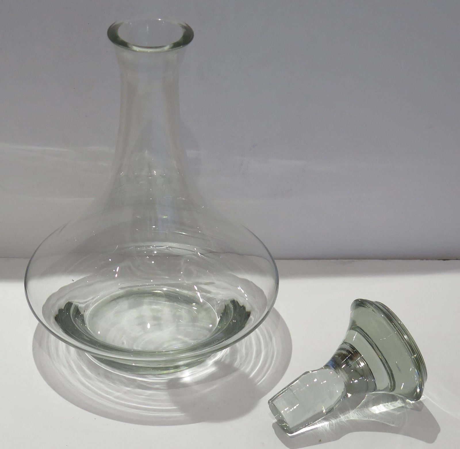 Large Lead Cut Glass Ship's Decanter With Engraved Sailing Ship, Circa 1930 photo buy